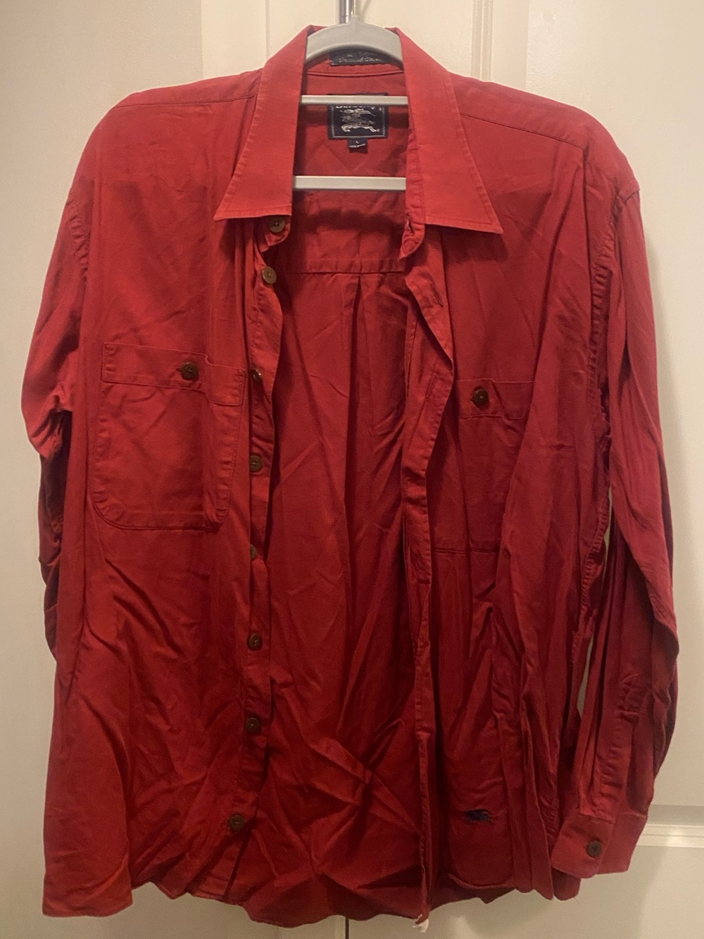 Burberry Men's Red Long-Sleeve Button-Down Shirt